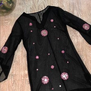 Magazine swimsuitcoveruo or dress sheer sequin